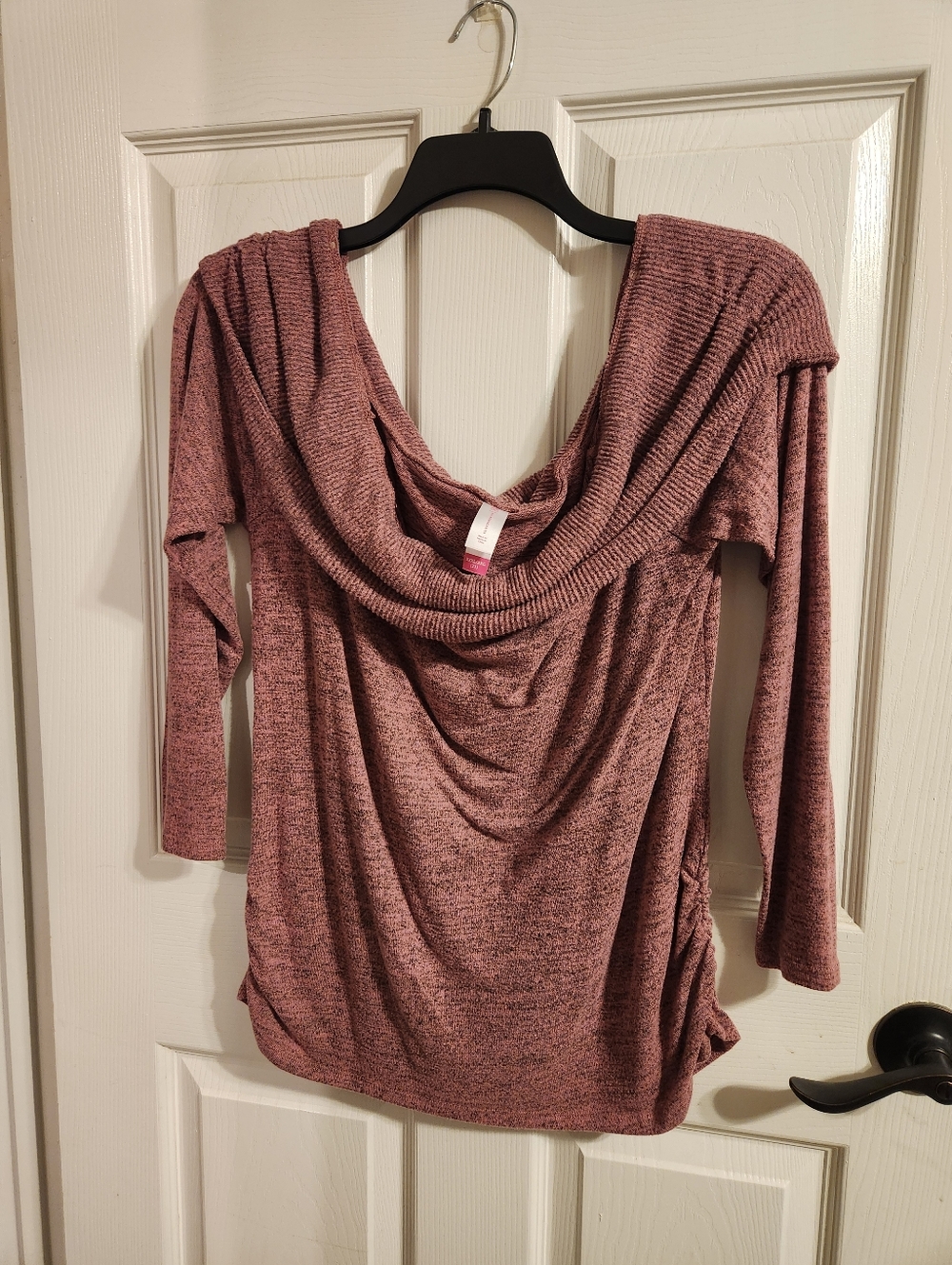 No Boundaries Dusty Rose Cowl Neck Long Sleeve Top